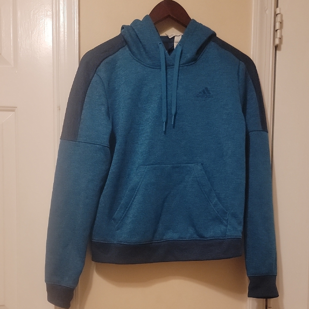 Adidas Women's Teal and Navy Hoodie